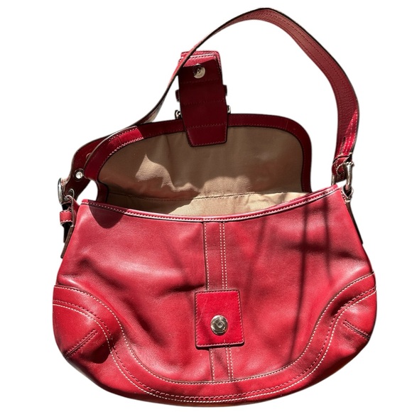 Vintage Y2K Coach Leather SOHO Hobo Red Purse H0778 - Picture 5 of 8